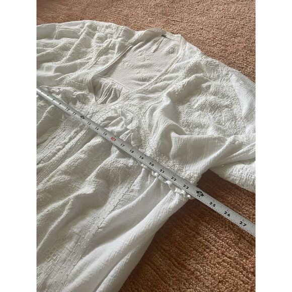 Free People white embroidered peasant blouse tunic top womens size S boho cotton - Picture 5 of 9